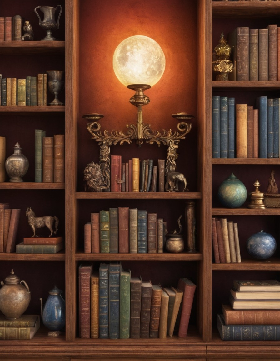 bookshelf, novels, decorative, trinkets, home, interior