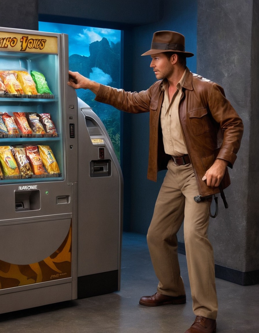 archaeology, adventure, indiana jones, vending machine, books