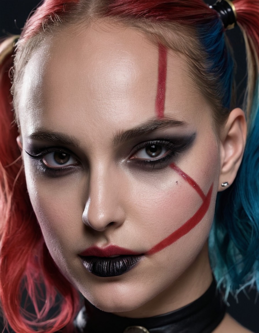 natalie portman, harley quinn, makeup, cosplay