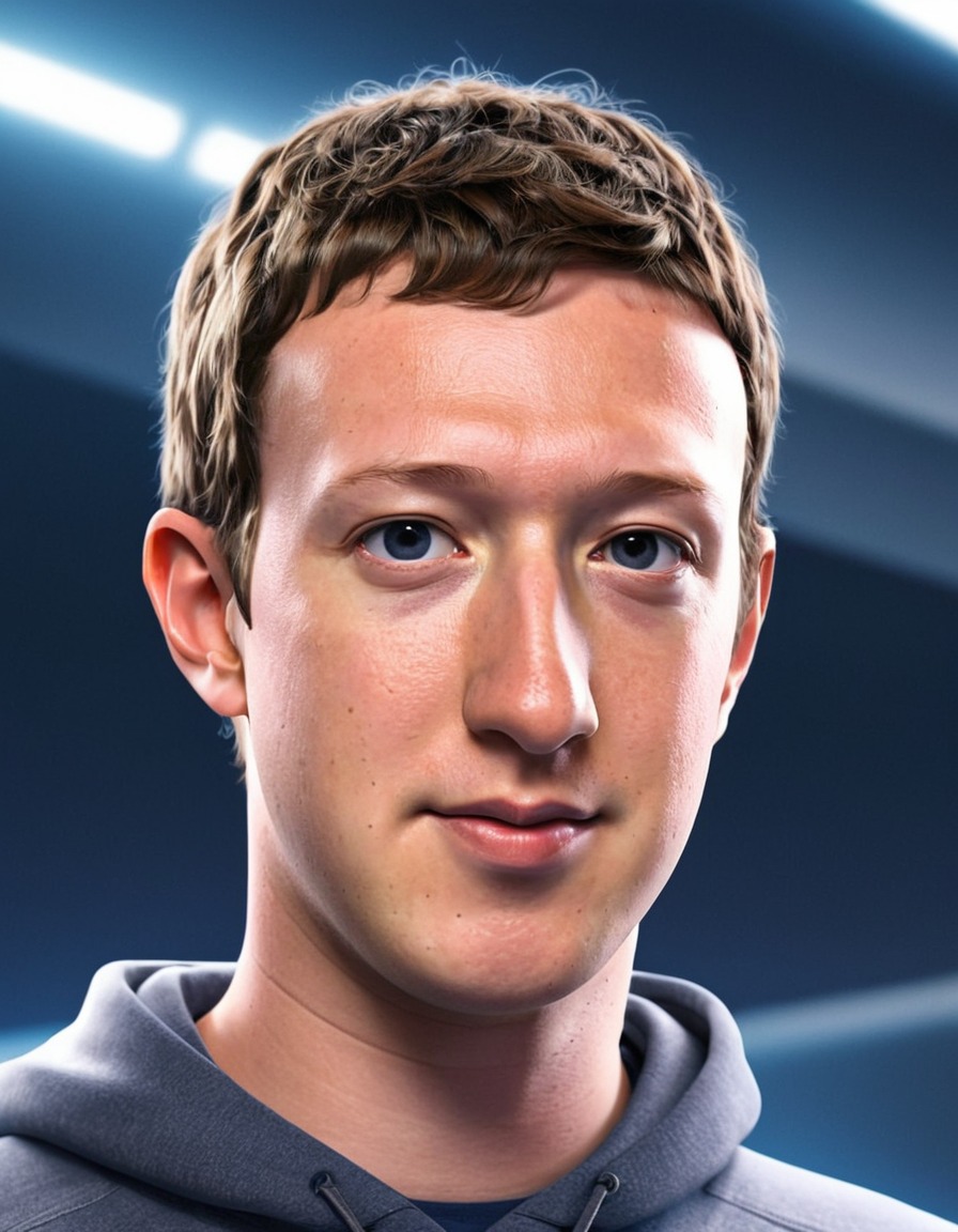 mark zuckerberg, anime, futuristic technology, cybernetics, social media, silicon valley