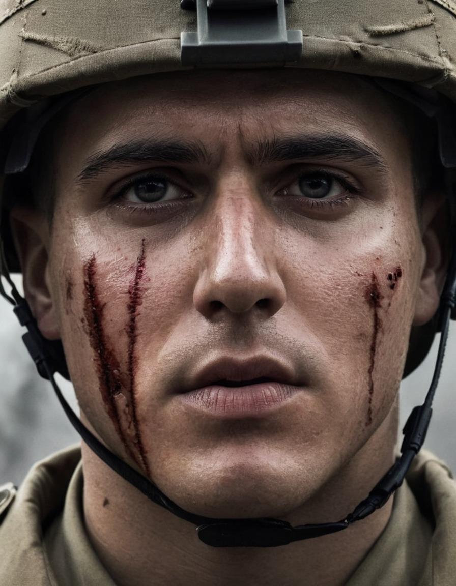 war, soldier, trauma, despair, close-up