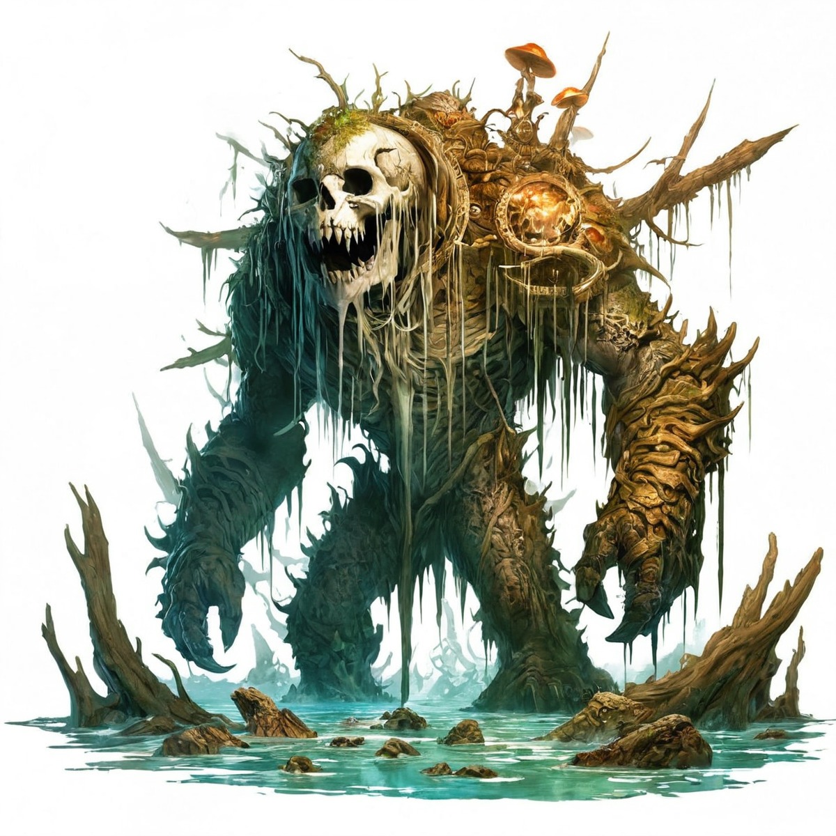 adopt, adoptable, creature, dnd, dungeonsanddragons, exclusive, monster, originalcharacter, overgrown, rpg, rpgcharacter, skeleton, swamp, undead, water, dungeonsanddragonscharacter, aiart, adoptablesopen