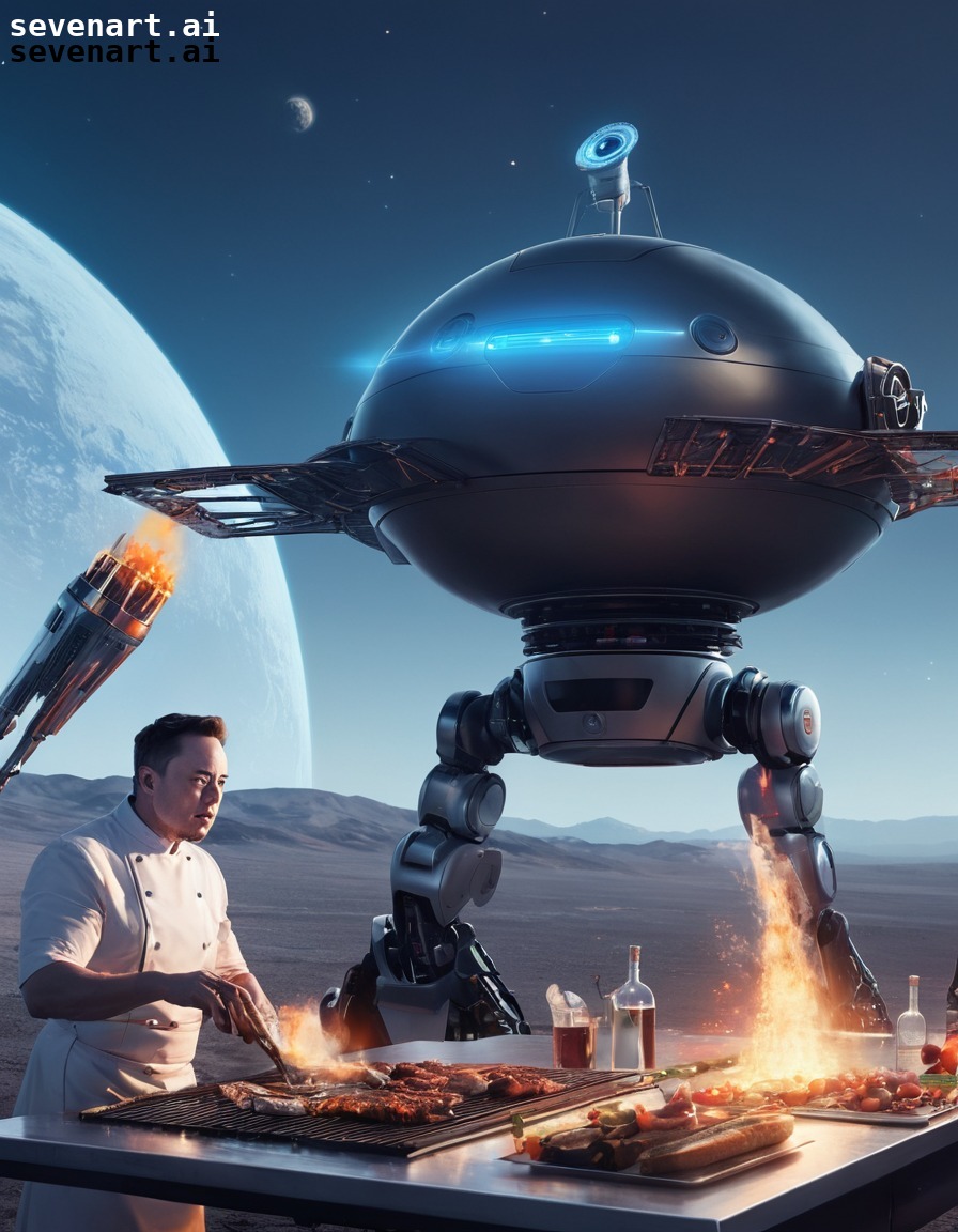 elon musk, bbq, comet, space exploration, robots, elonmusk, musk