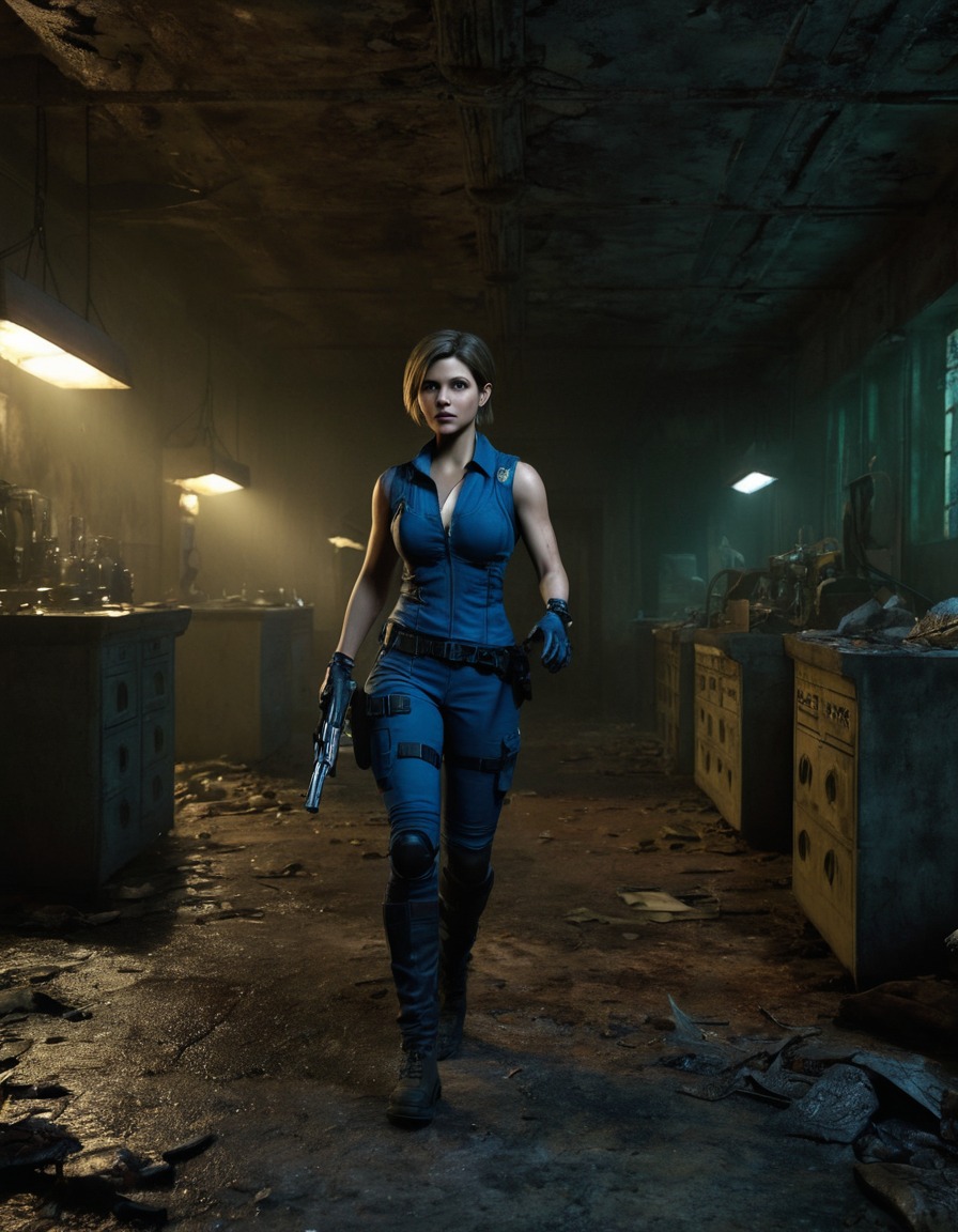 jill valentine, zombie, abandoned laboratory, survival horror, video game character, games, girls from games