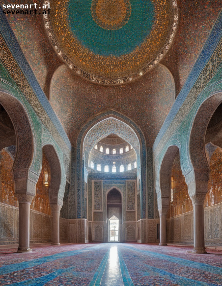 mosque, islamic architecture, colorful, mosaic art, intricate