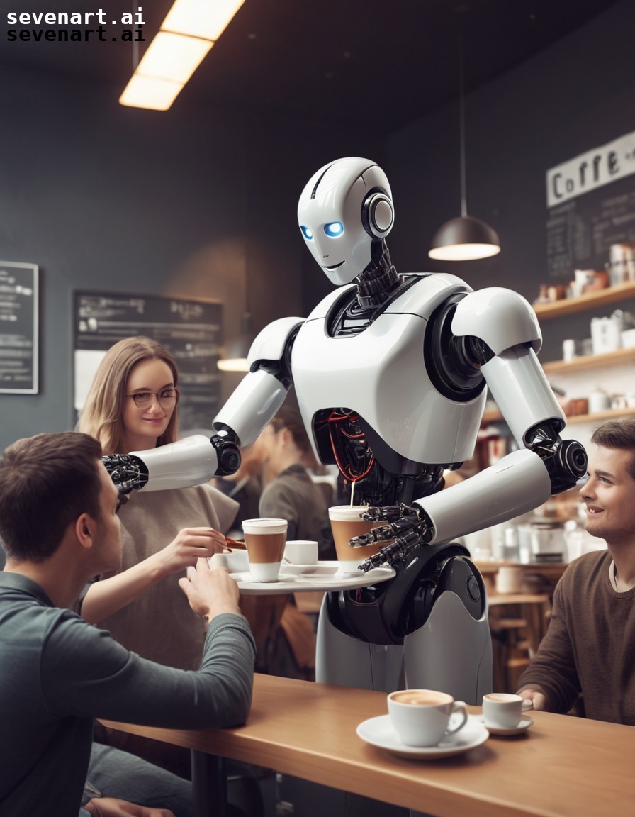 robot, technology, coffee, cafe, service, robots