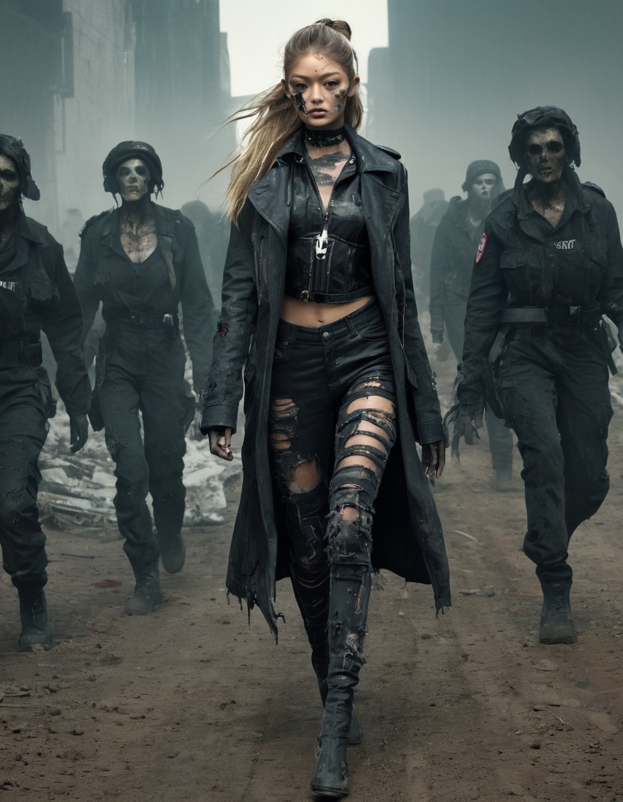 gigi hadid, zombie, fashion, post-apocalyptic, runway, celebrities