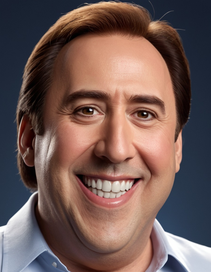 nicolas cage, caricature, humor, celebrity, fat