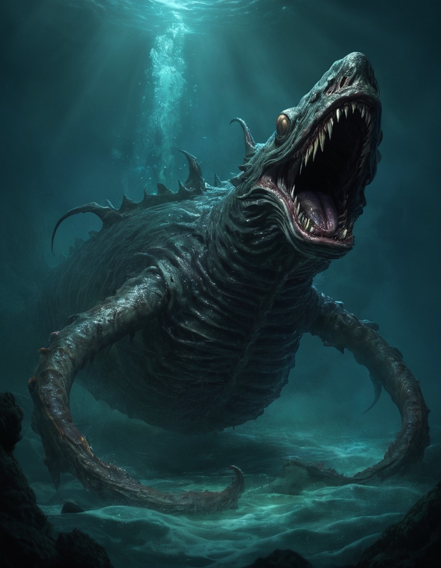 lusca, sea monster, mythical creature, caribbean folklore, legend, maritime legend