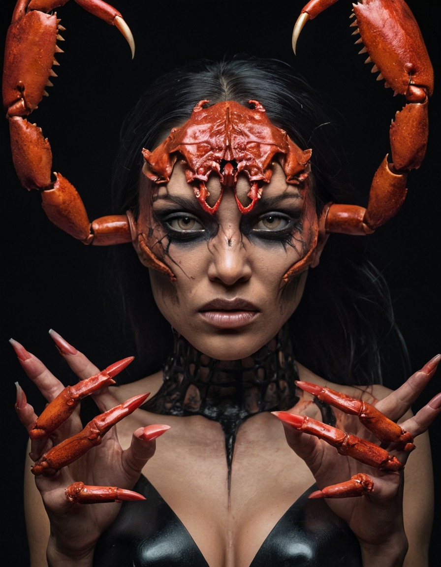 mutations, woman, female, crab-like, pincers, hands