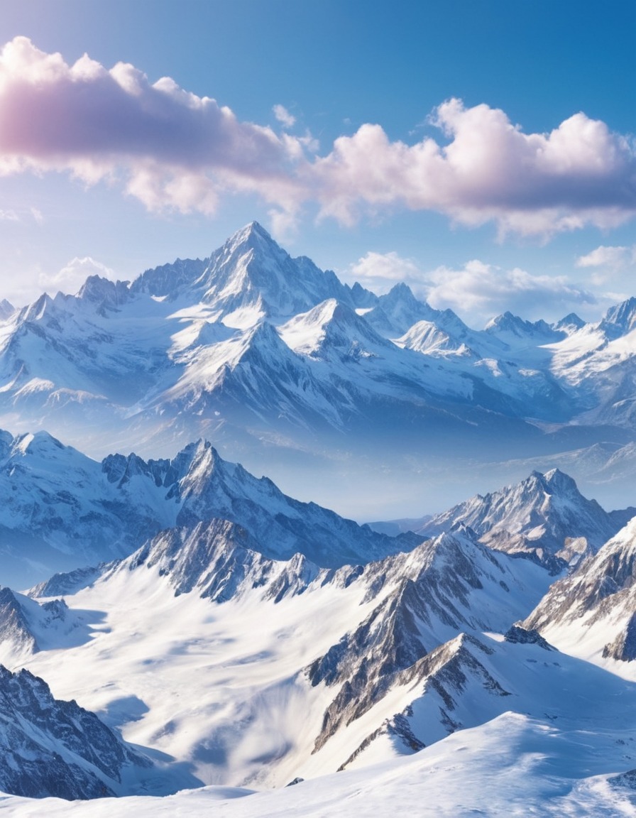 mountains, snow-capped, panoramic view, nature