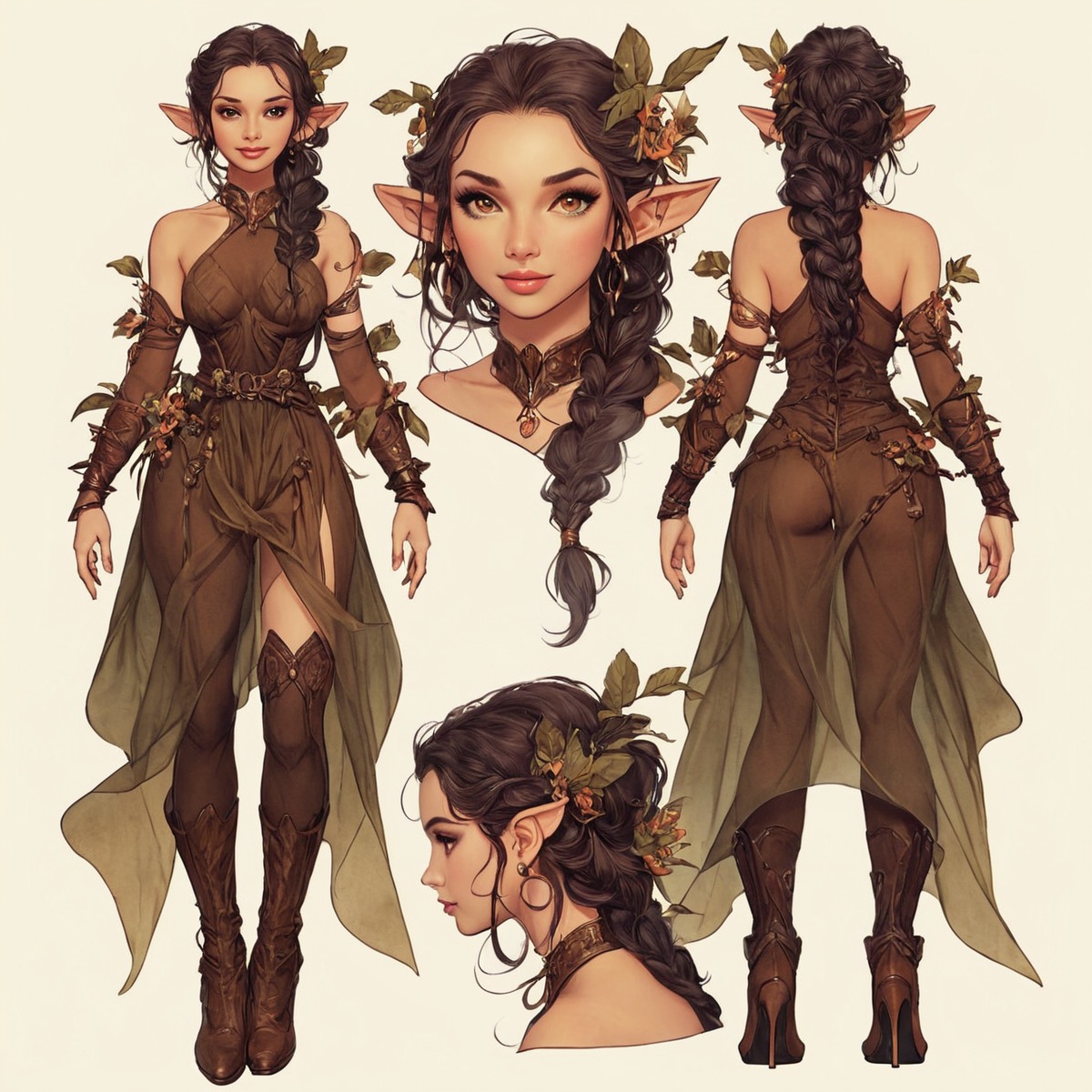 digitalart, characterdesign, adoptable, fantasyart, fantasycharacter, dnd, characterconcept, elf, adoptablesopen, conceptart, originalcharacter, magic, referencesheet, adopt, background, braidedhair, brownhair, druid, dungeonsanddragons, exclusive, fantasy, greeneyes, nature, wallpaper, woodelf, dungeonsanddragonscharacter, aiart