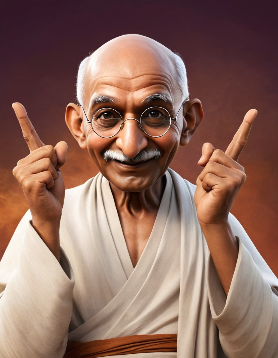 caricature, mahatma gandhi, humorous, playful, funny