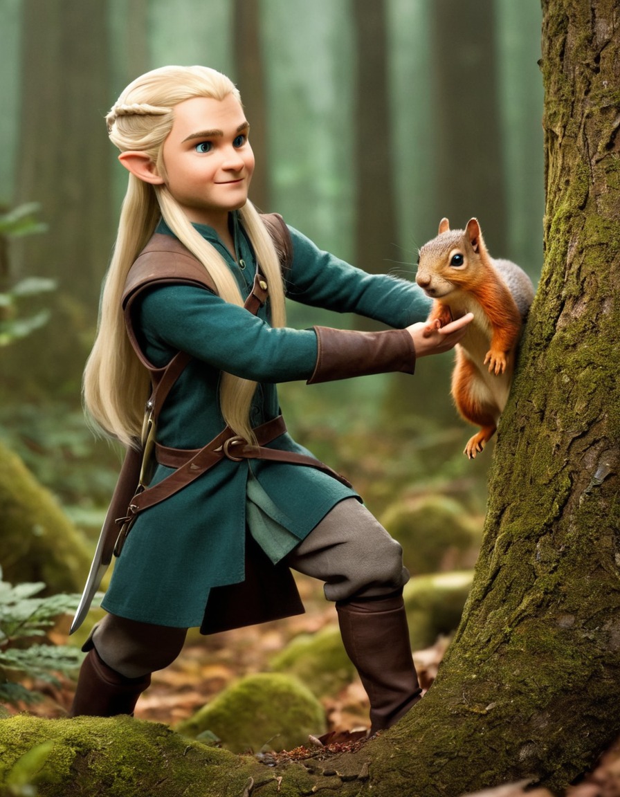 legolas, squirrel, forest, fantasy, wildlife, adventure, books