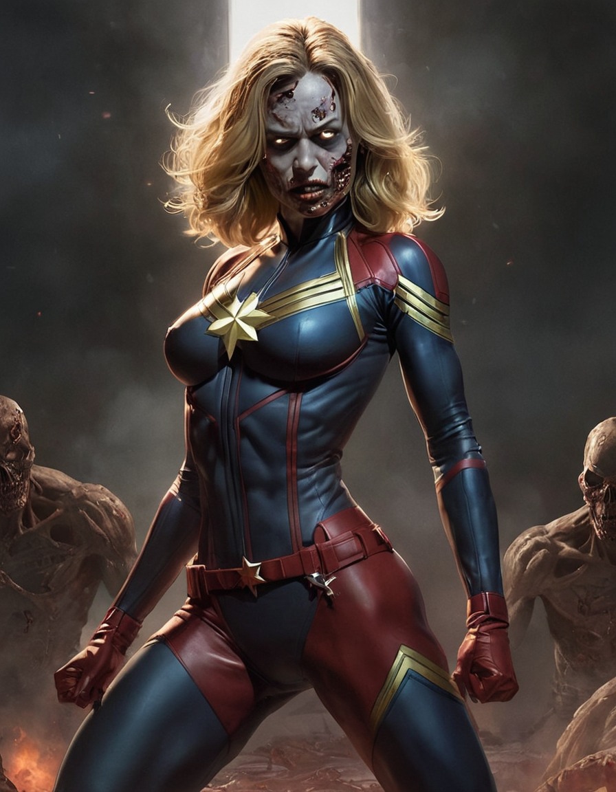 zombie, captain marvel (marvel comics), undead, superhero, marvel comics, horror, supernatural