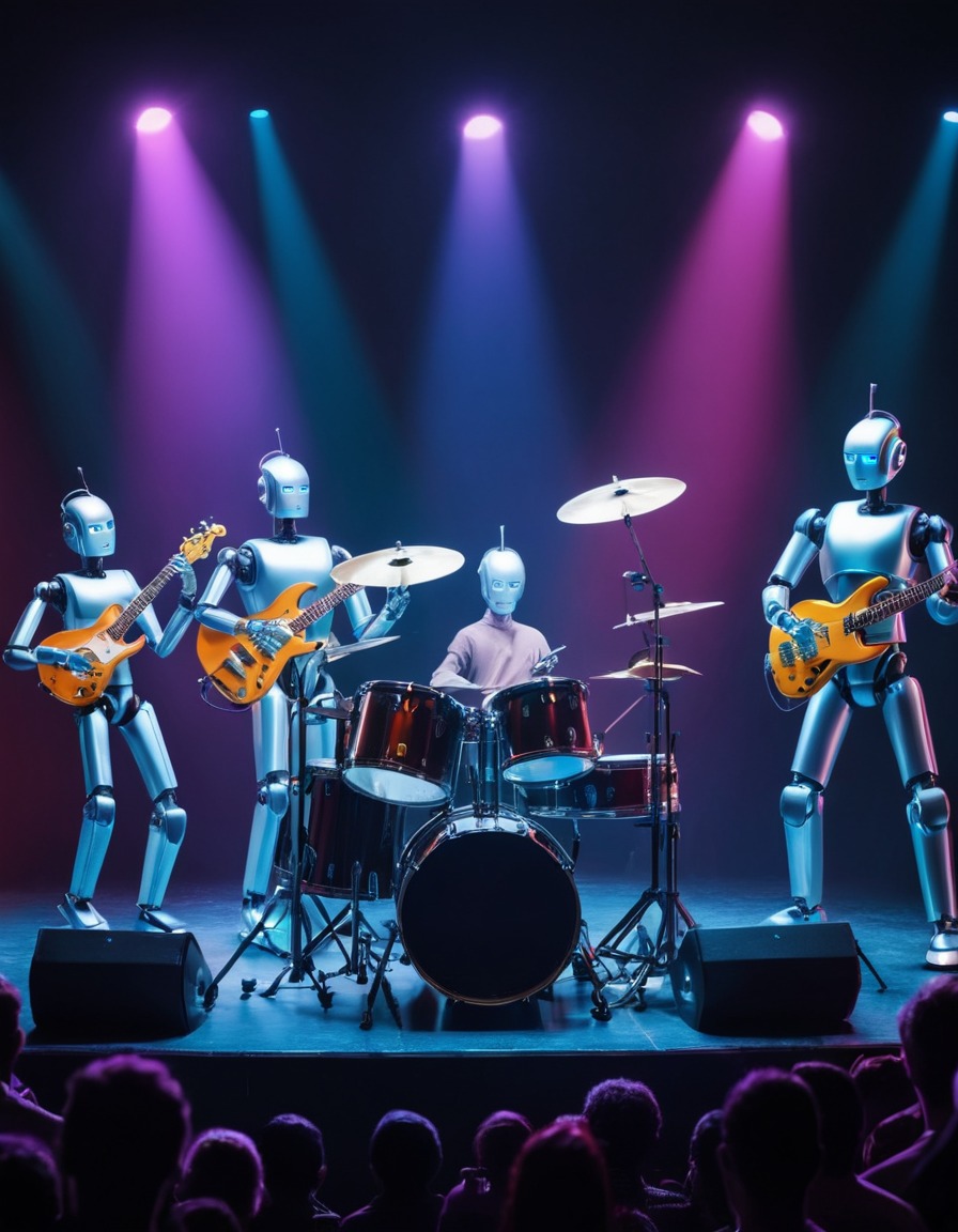 robot, band, concert, music, technology, robots