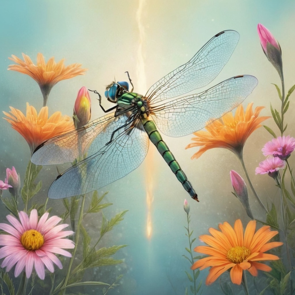 digitalart, fantasyart, digitalpainting, insect, butterflies, dragonfly