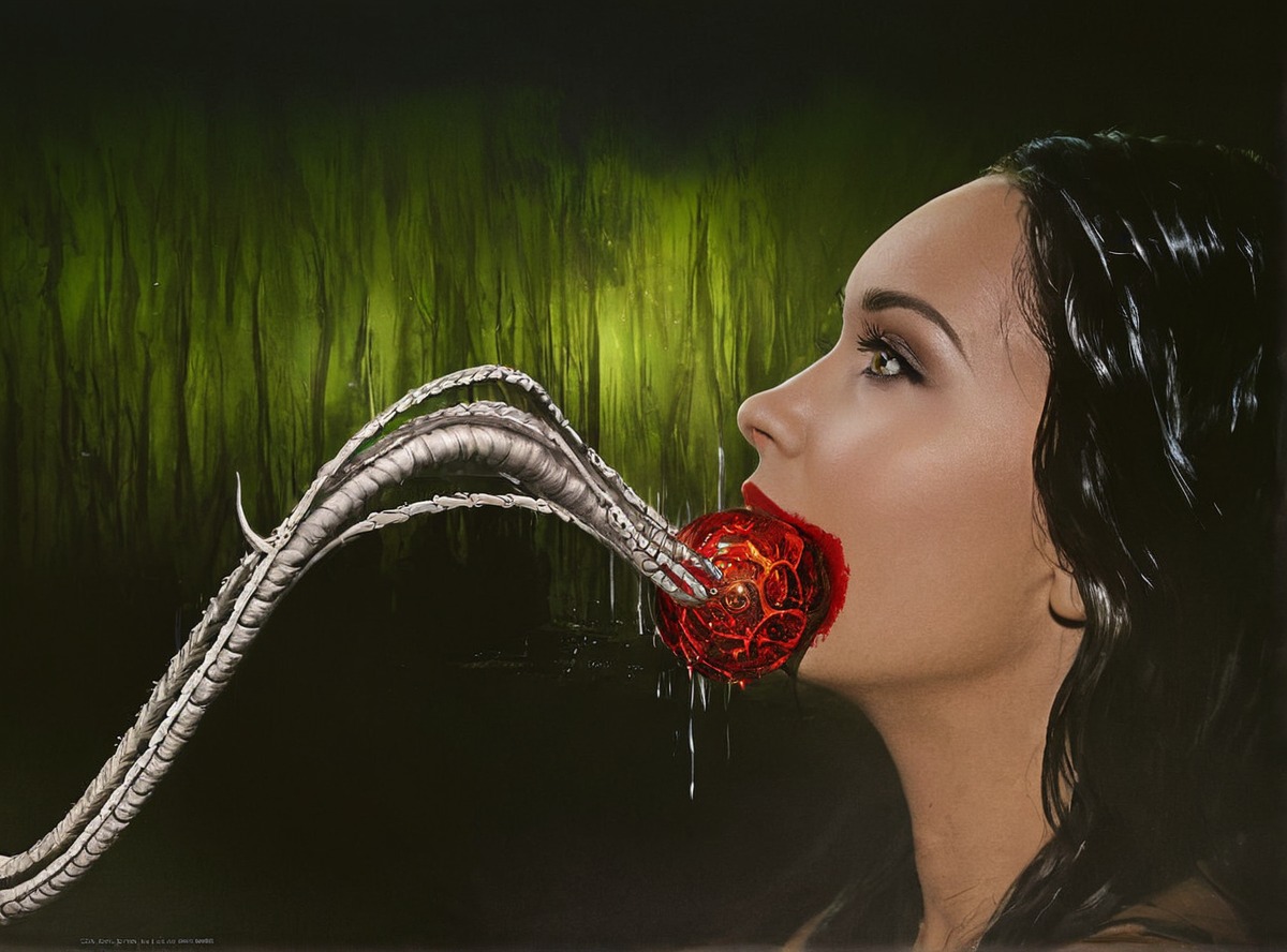 snake, portrait, acrylicpainting, beautiful, darkfantasy, emotional, fantasy, flower, flowers, forest, girl, metaphor, nature, portraitwoman, rose, surrealism, trade, traditional, traditionalart, beautifulsexy