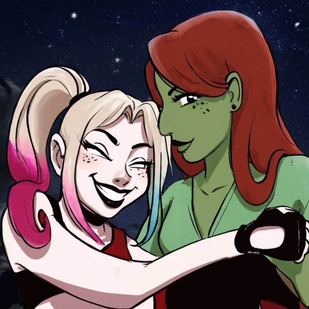 harley quinn, poison ivy, harlivy, harley x ivy, digital art, rendered, lgbtq, lgbtq artist, catwoman, pamela isley, pamela lillian isley, selina kyle