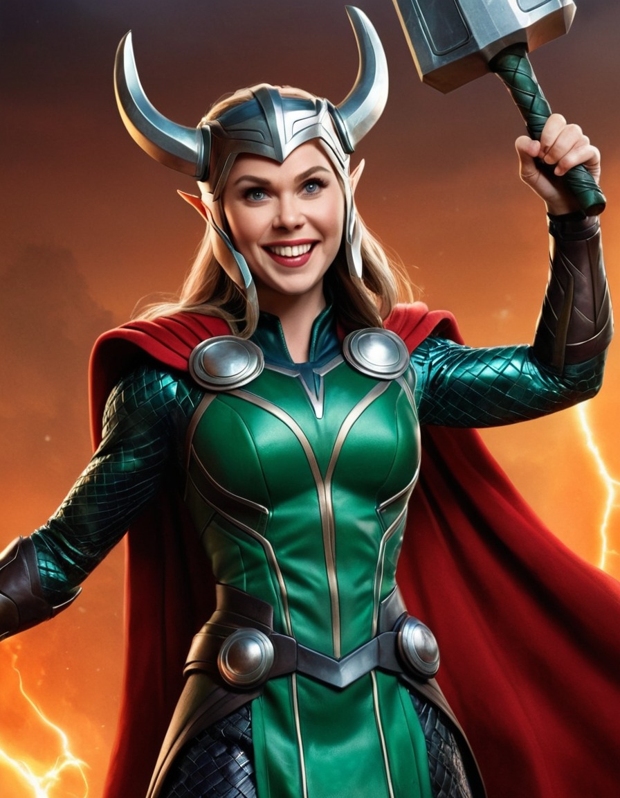 fun, hela (thor), caricature, marvel, villain, thor, humor