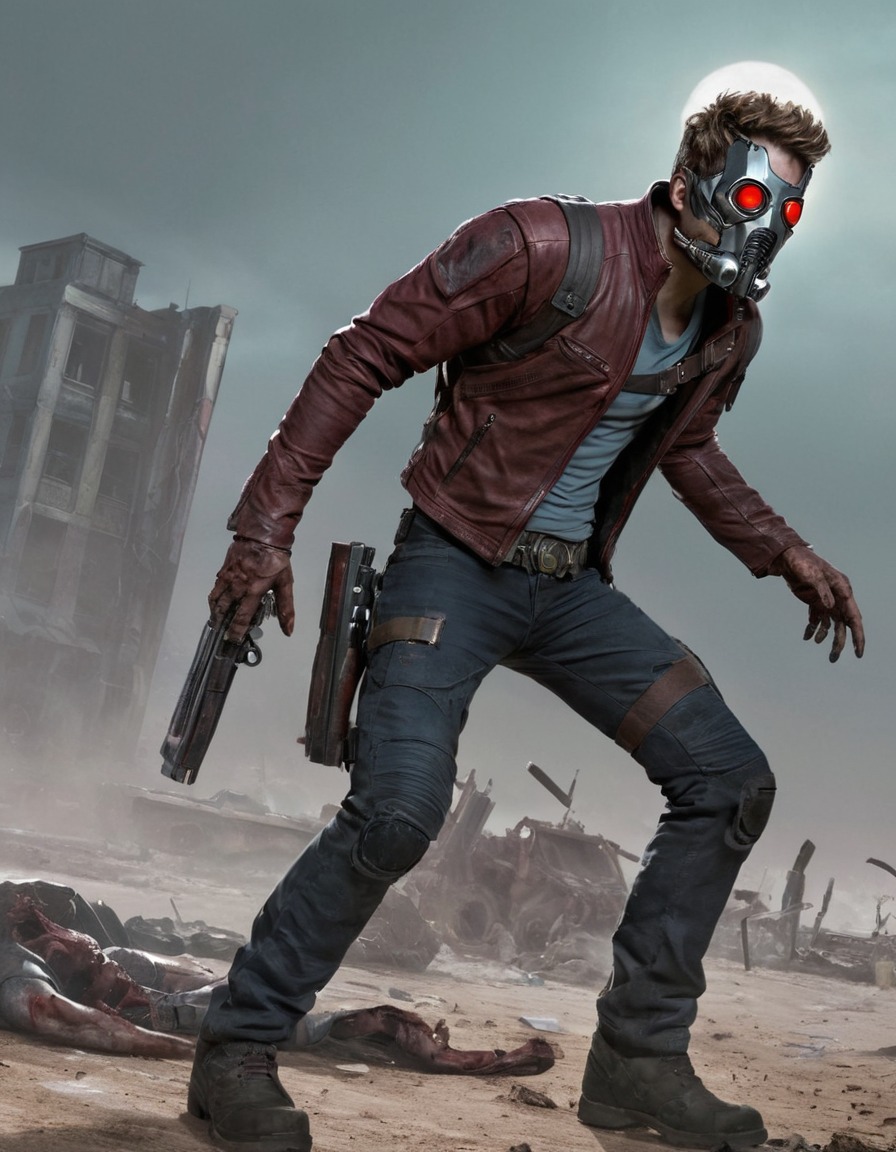 star-lord, zombie, post-apocalyptic, wasteland, marvel