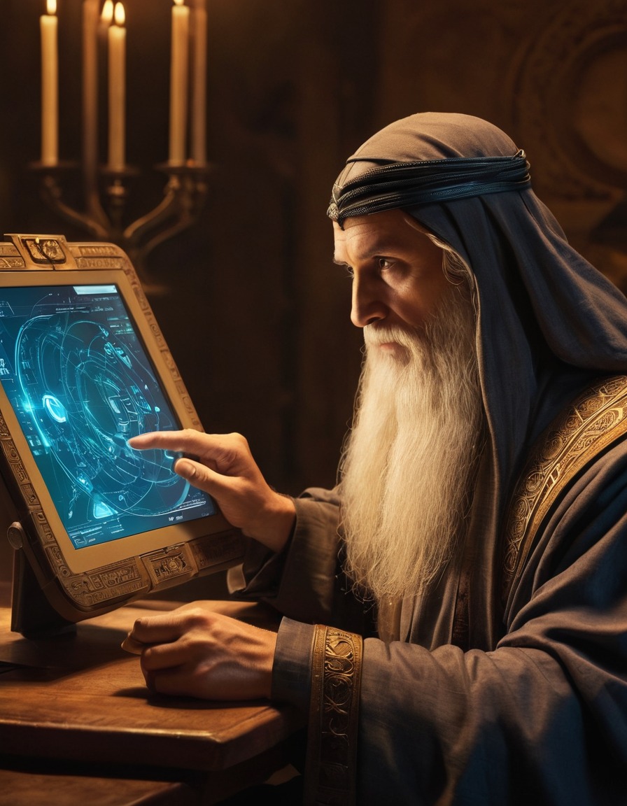 leonardo da vinci, digital tablet, futuristic technology, innovation, art, creativity