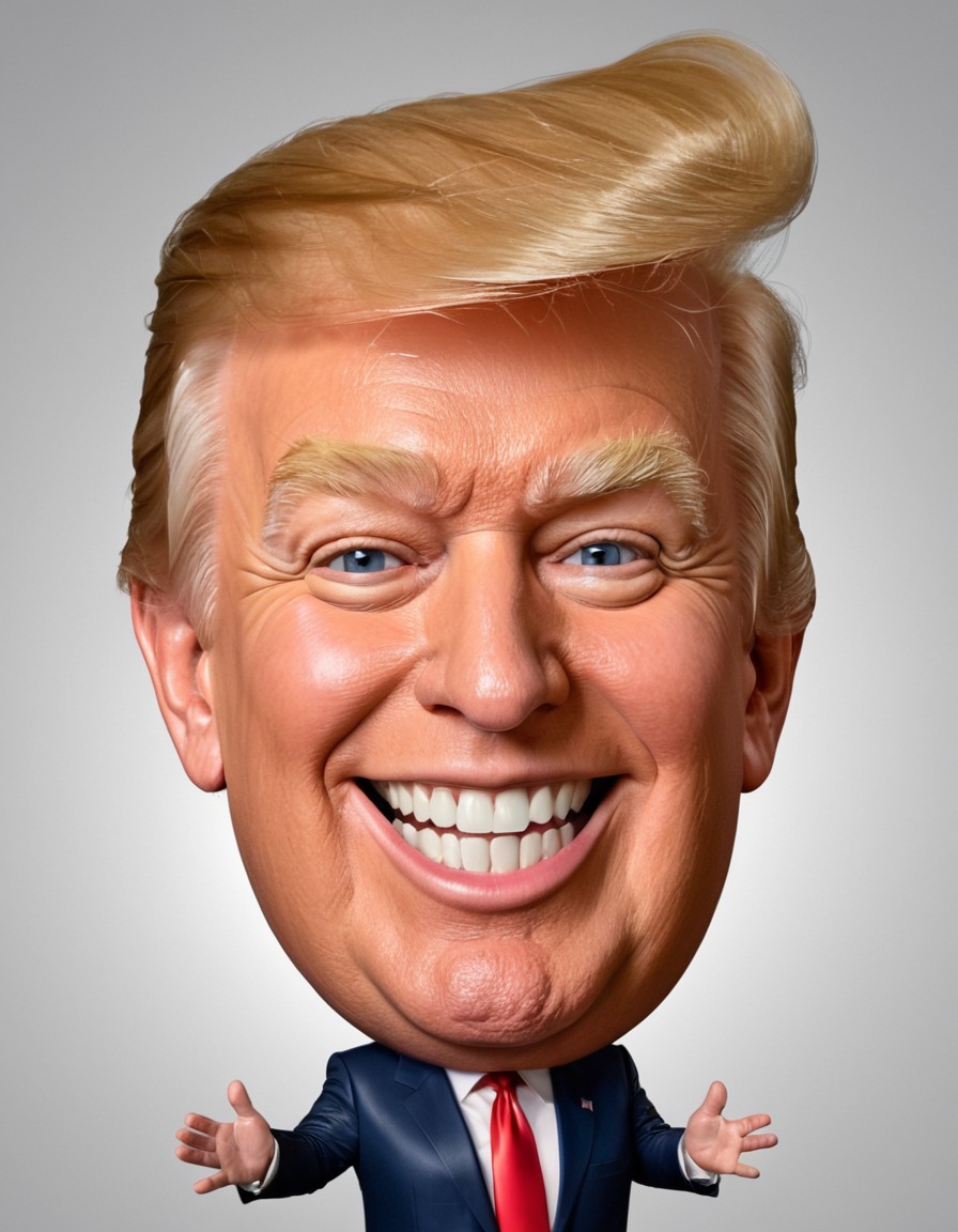 donald trump, caricature, big head, crazy smile