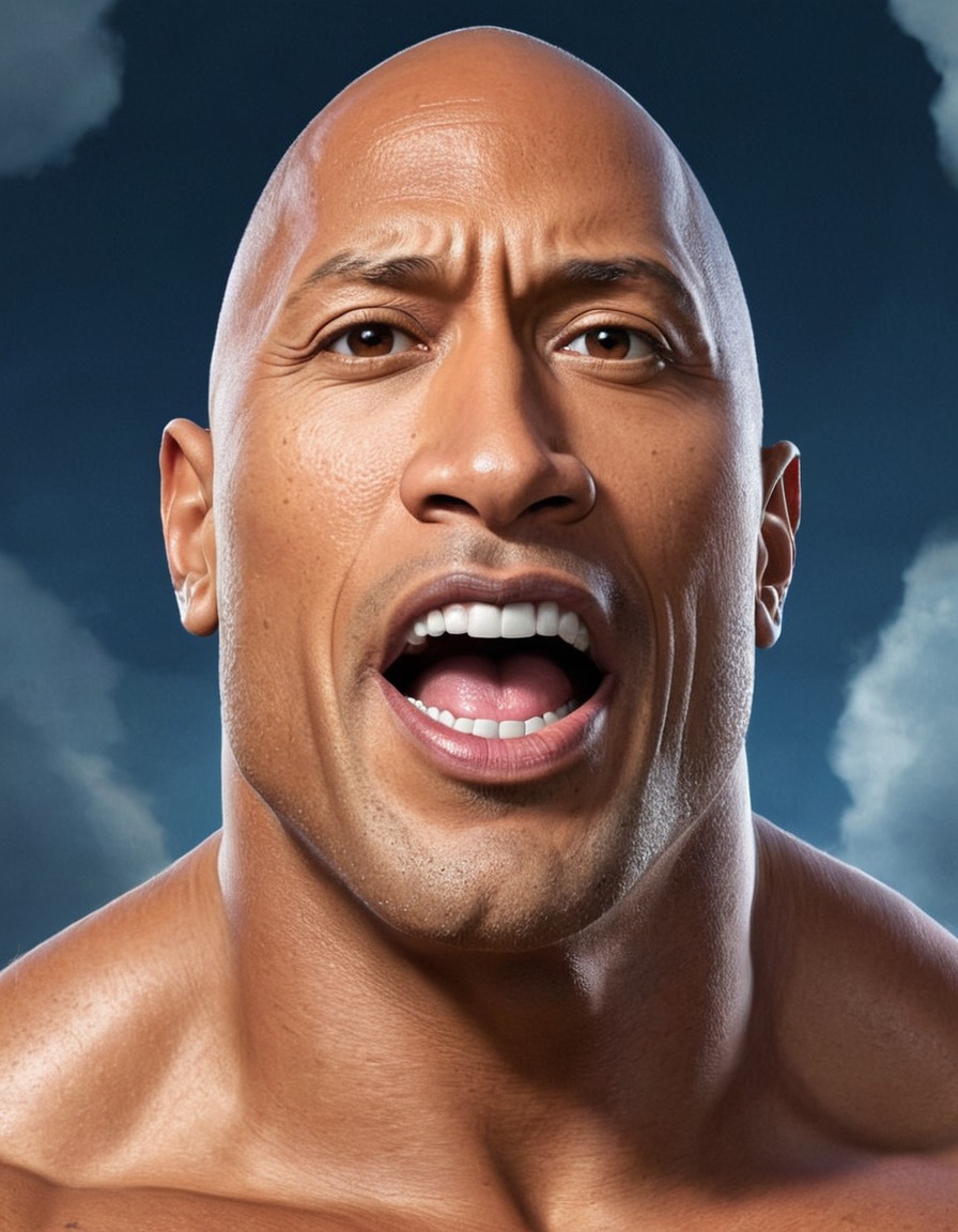 dwayne johnson, the rock, caricature, humor, entertainment, actor