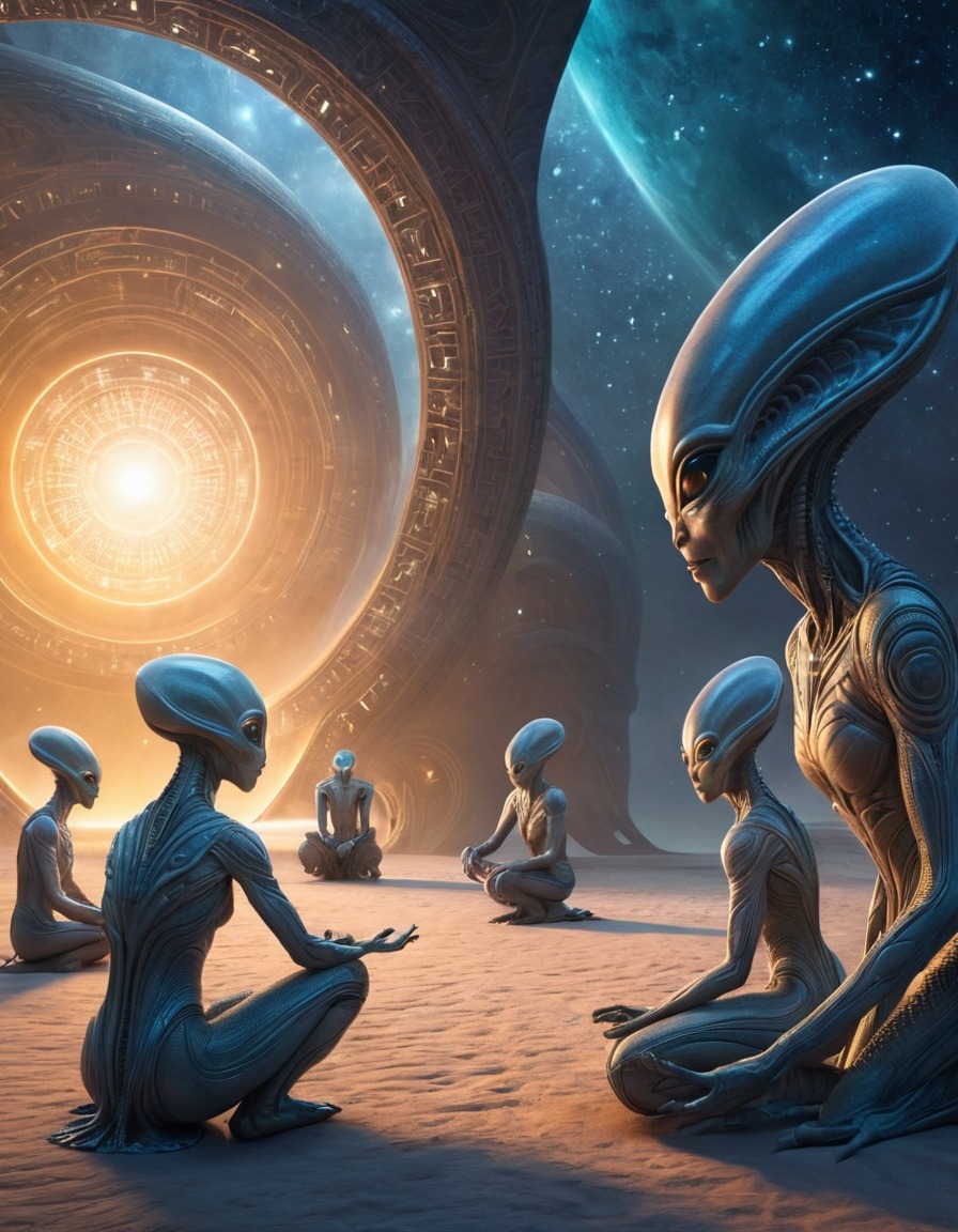 alien beings, communication, light patterns, extraterrestrial, space, science fiction