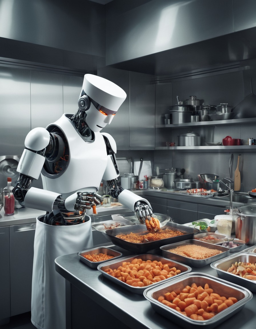 robot chef, kitchen, cooking, technology, futuristic, robots