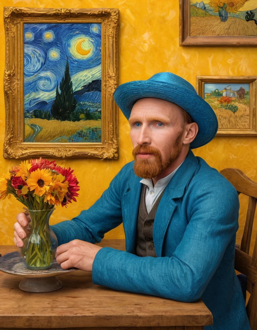 vincent van gogh, caricature, cartoon, art, whimsical, funny