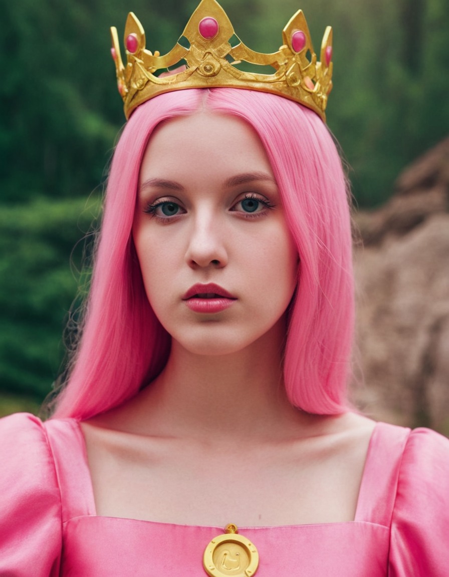 princess bubblegum, adventure time, character transformation, giant pink hair, science genius, candy kingdom, royalty