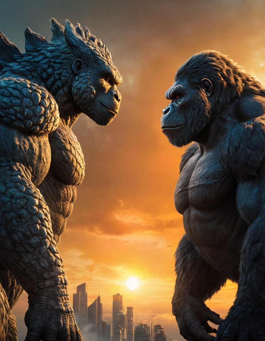 godzilla, king kong, monster, battle, rivalry, kong