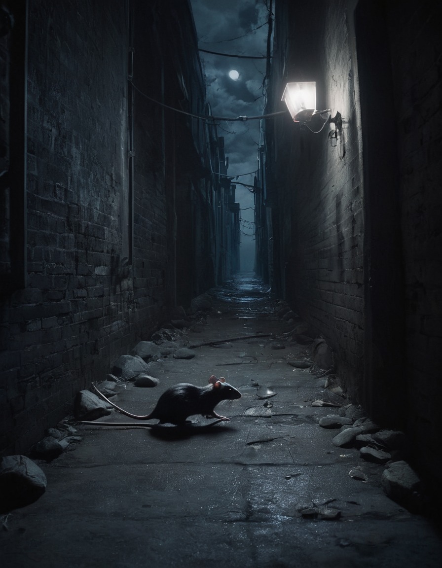 rats, alleyways, moonlight, urban exploration, gothic, underground, dark