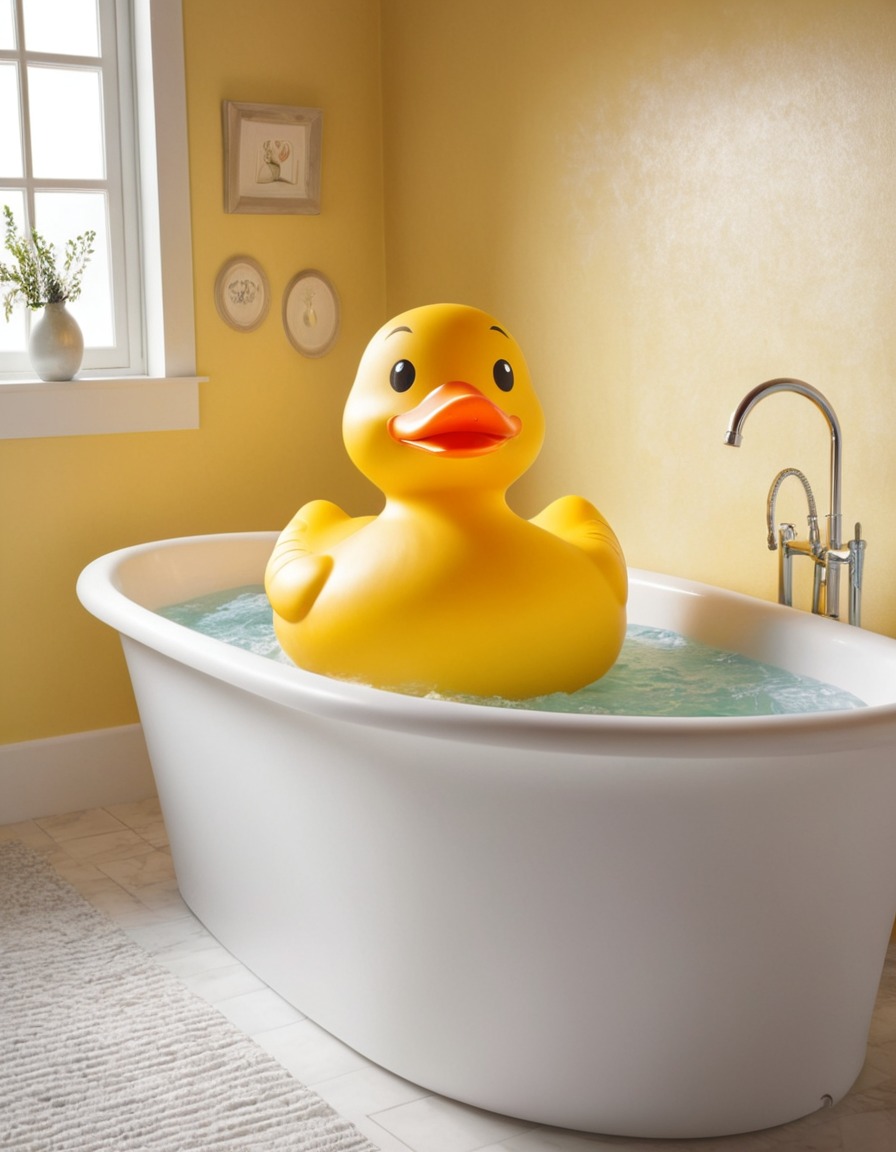 rubber duck, bathtub, giant, strange, installation, surprise, quirky