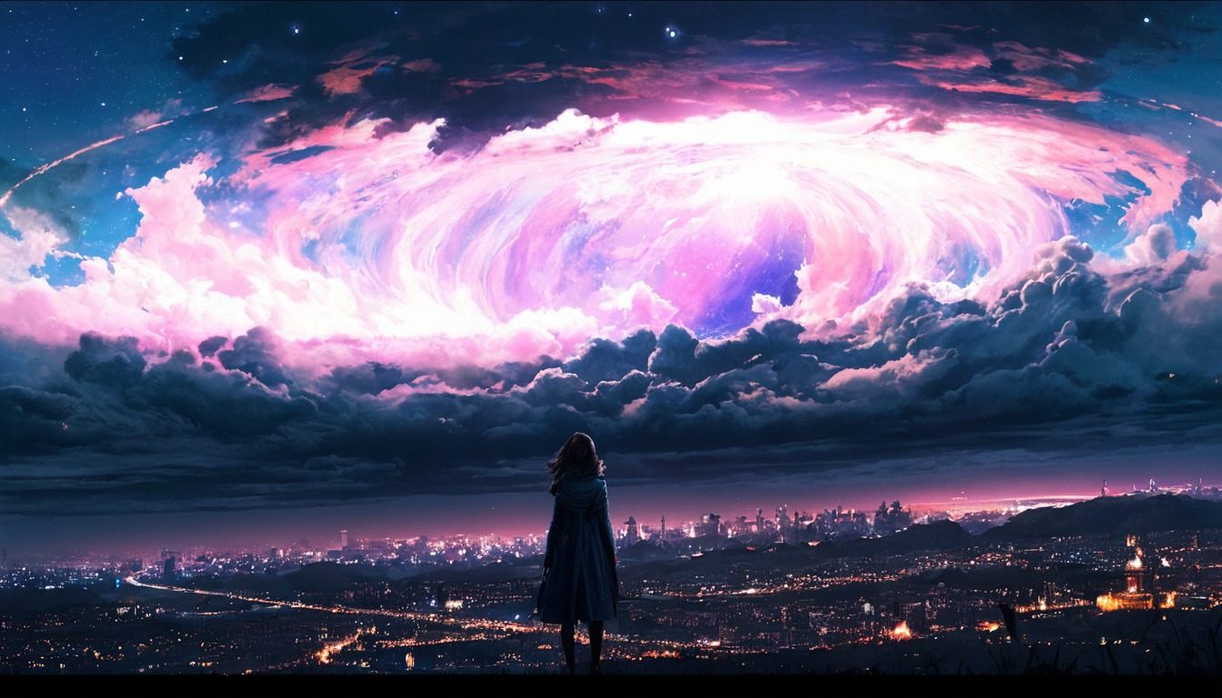 anime, animegirl, conceptart, darksky, digitalart, epic, fantasyart, lightning, photography, void, wallpaper, wallpaperdesktop, dailychallenge, ai_artwork, leonardo_ai