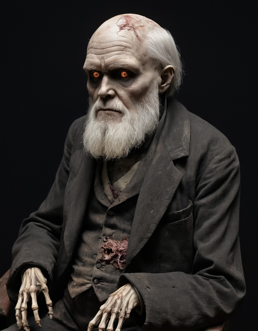 charles darwin, undead, zombie, decay, horror