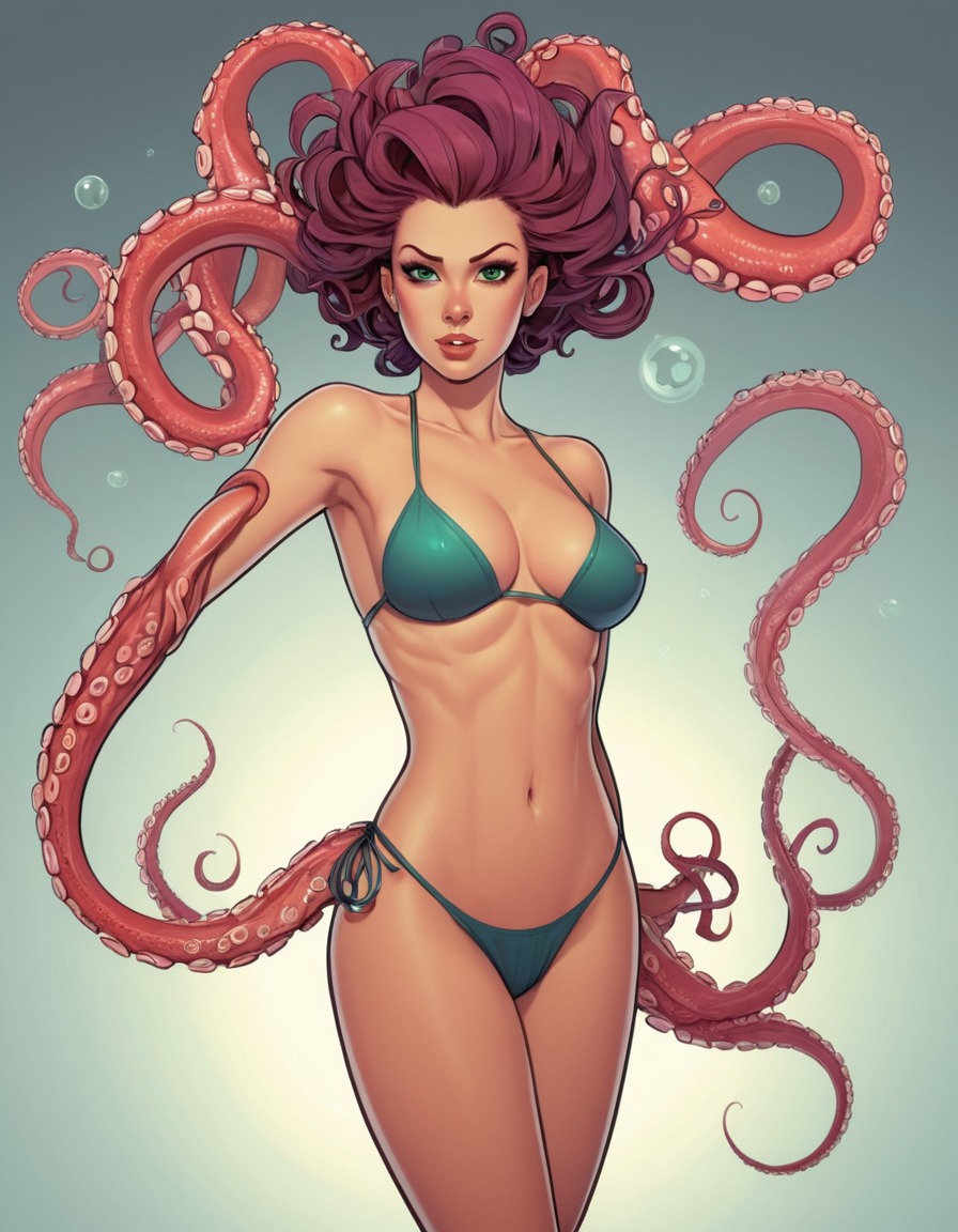 mutations, woman, female, mutated woman, tentacles, arms