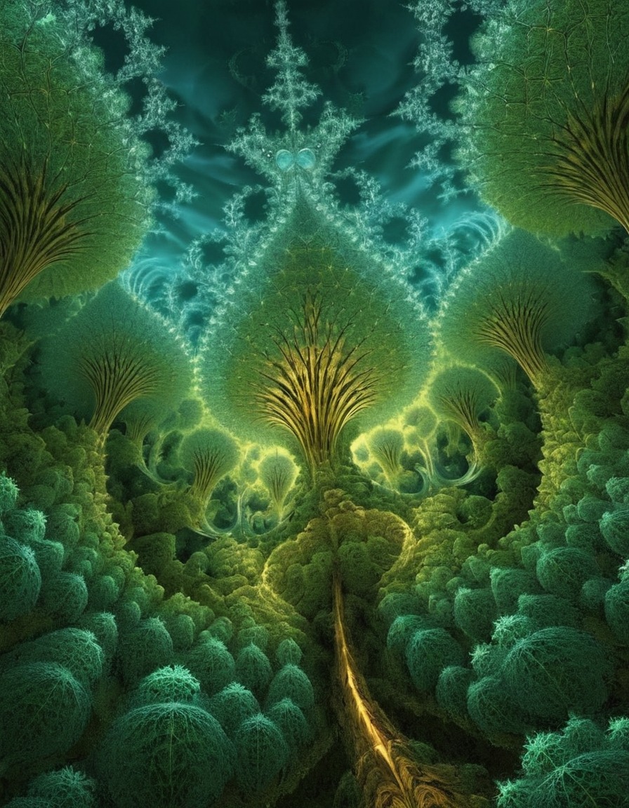 fractal patterns, forest, nature, mathematics, art