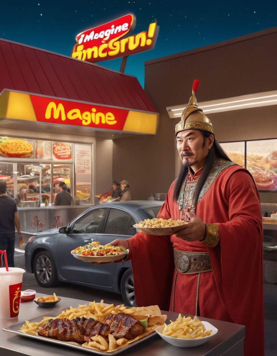 genghis khan, fast food, drive-thru, history, humor