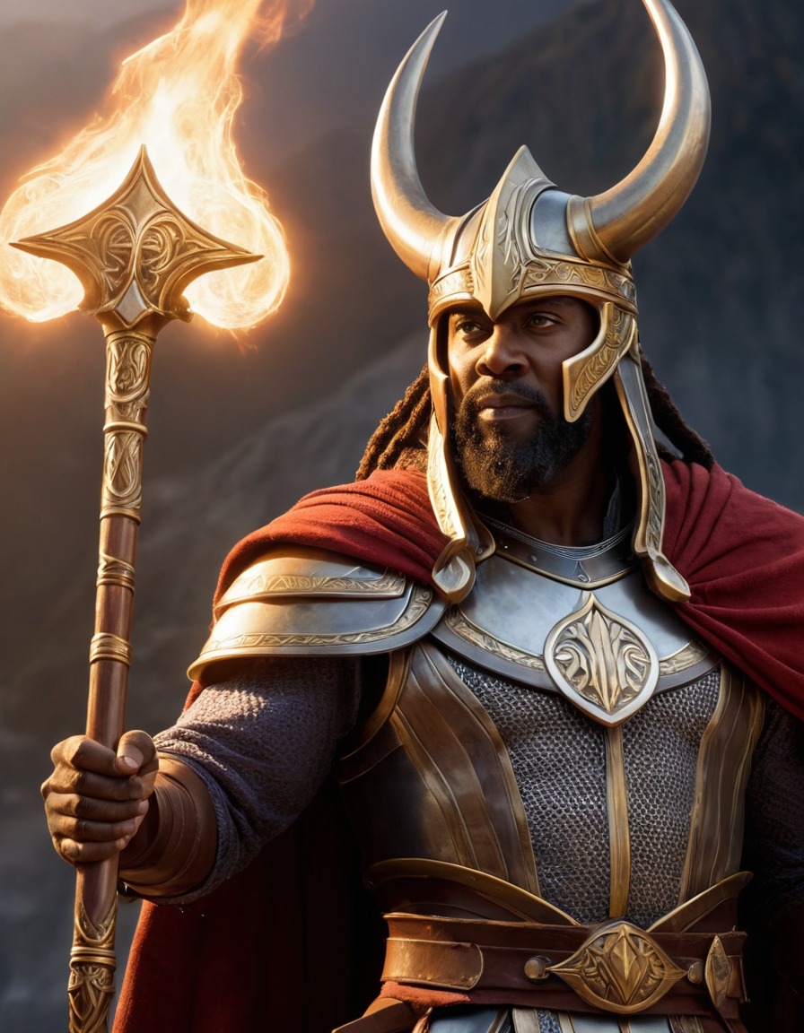 heimdall, norse mythology, epic, god, scene, asgard, bifrost