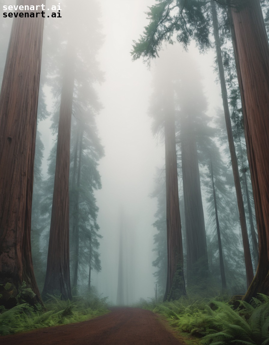 nature, fog, redwood forest, ethereal, mystical