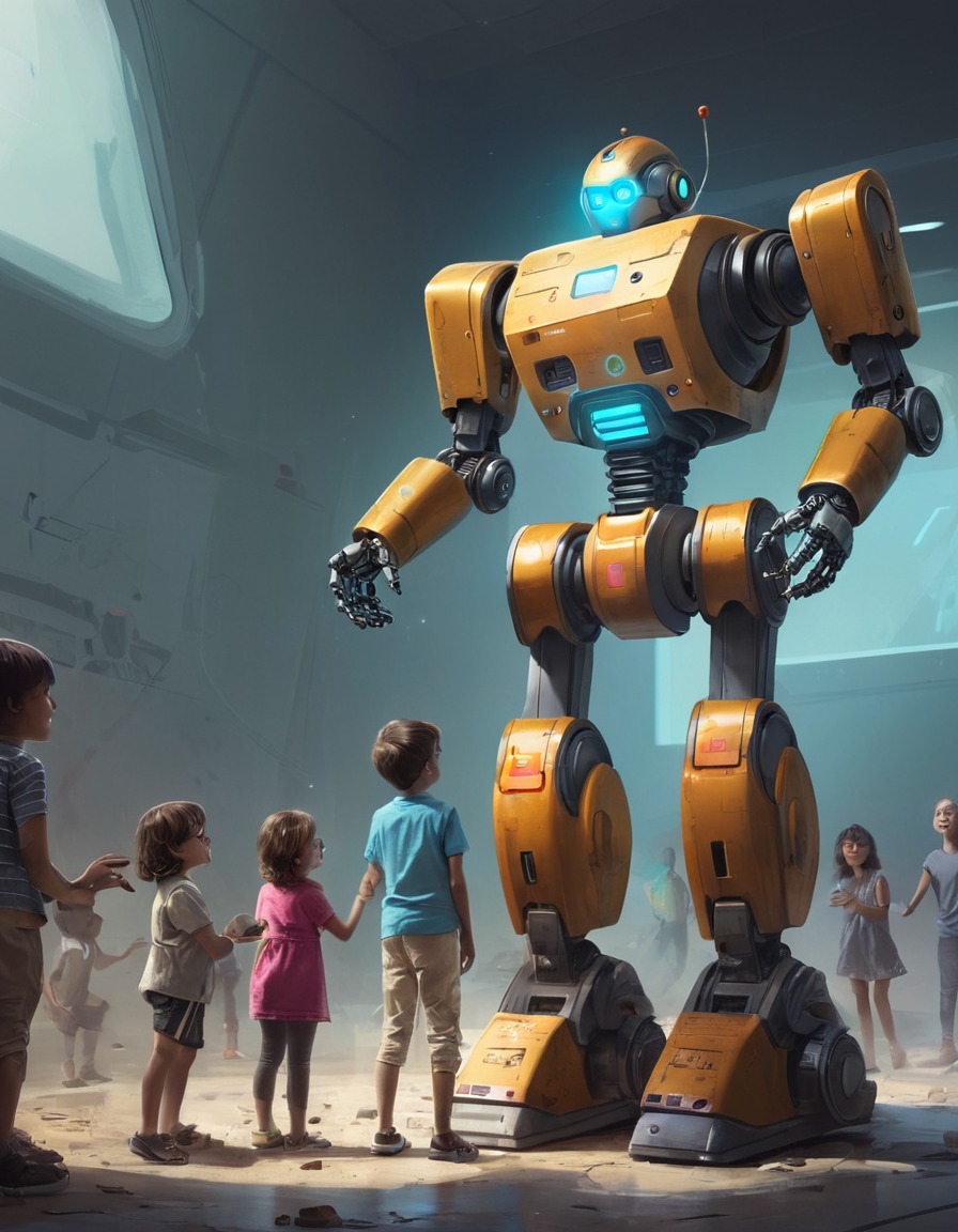 robot, children, futuristic, tag, game, future