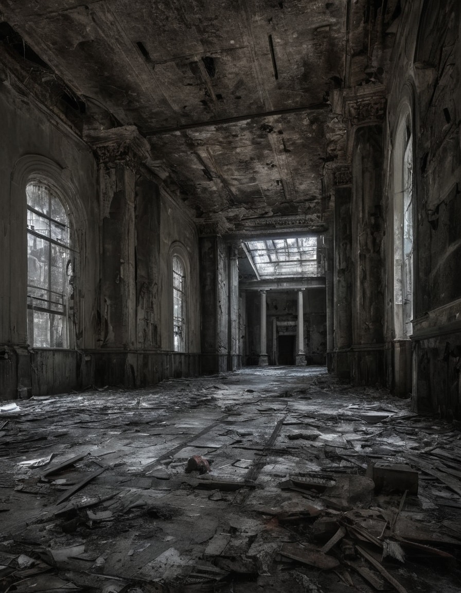 abandoned museum, urban exploration, cultural heritage, city history, decaying architecture