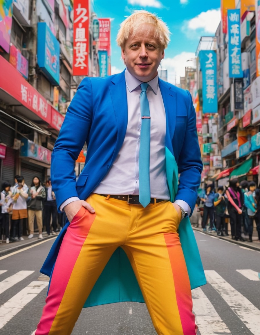 boris johnson, anime, colorful, confident, fashion, street, vibrant, politics