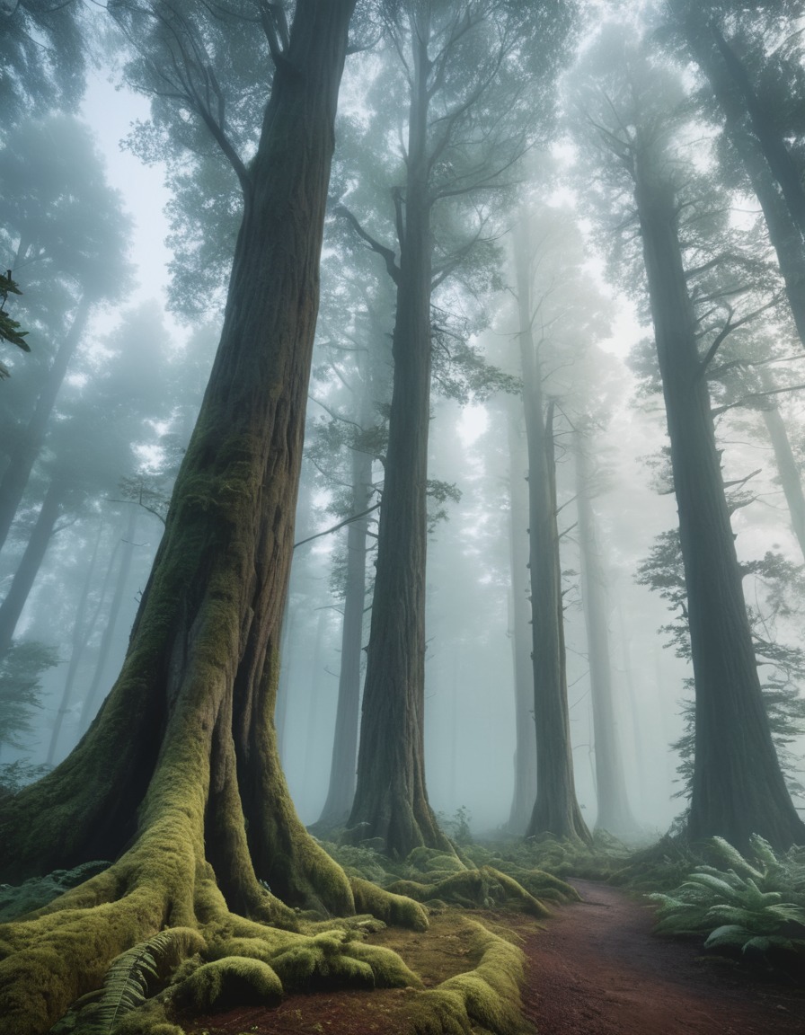 nature, fog, ancient forest, mystery