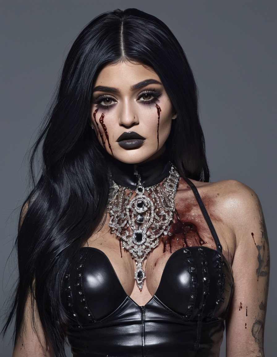 kylie jenner, glamorous, zombie, designer clothing, jewels, celebrities