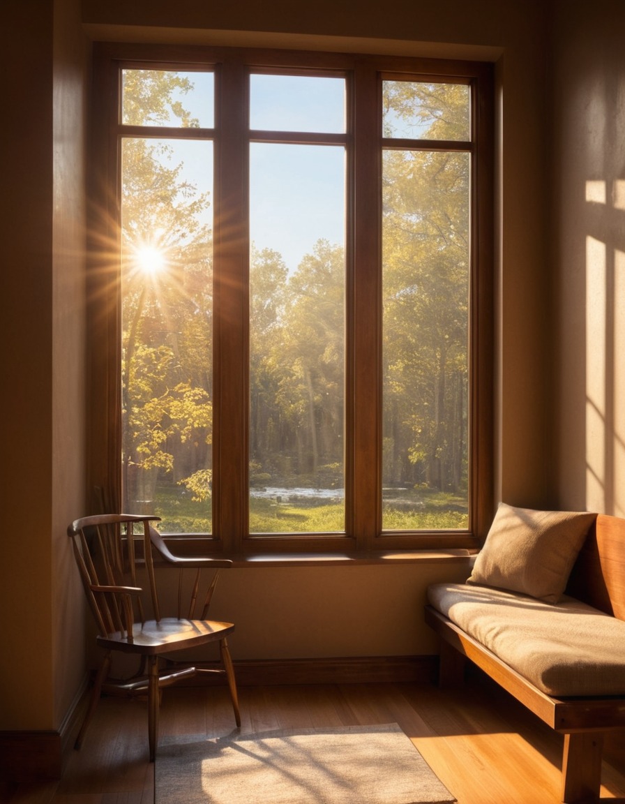 sunlight, window, reading nook, indoors, home, interior