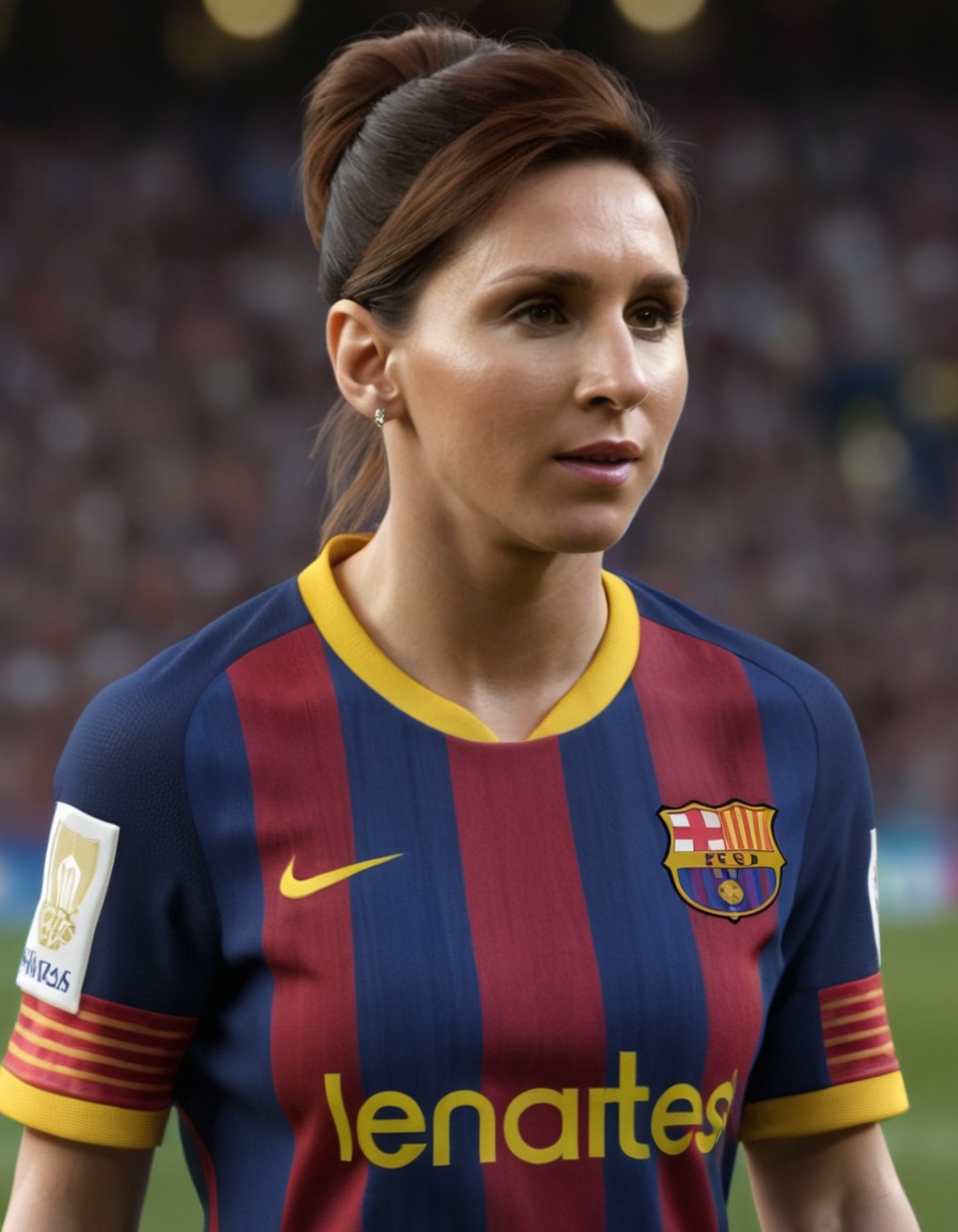 lionel messi, football player, soccer player, feminine portrayal, gender transformation, celebrity, sports icon