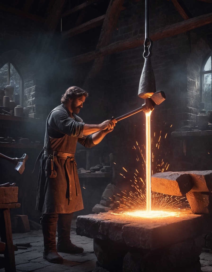 blacksmith, medieval, hammer, metalwork, forge, middle ages